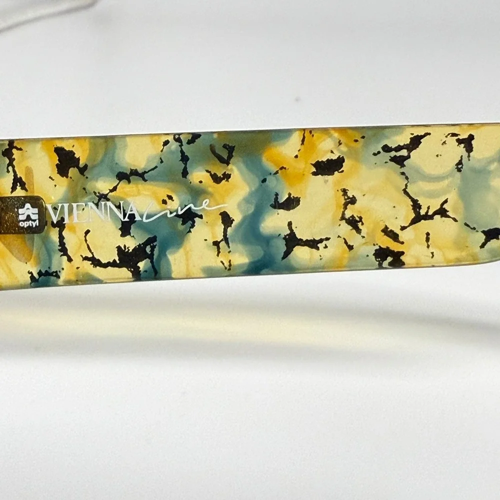 Vienna‎ Line 1627 51 Eyeglasses Frames Green Yellow Marbled Round 52-20 Optyl